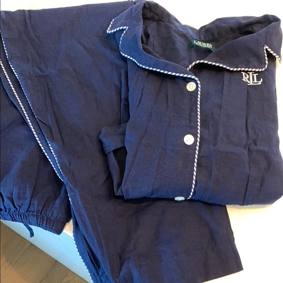 Ralph Lauren Blue Pajama Set with White Trim, like new - Picture 8 of 10